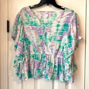 Justice girls 22 plus blouse green and purple NWOT